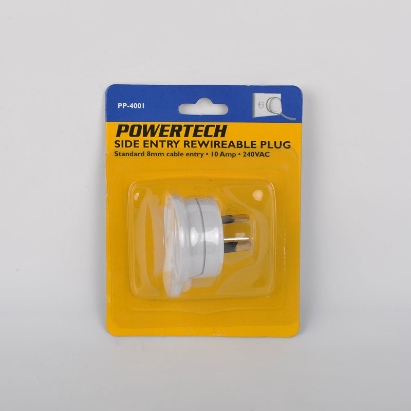 SAA Australia standard 3 Pin side entry top white rewireable Plug Top 10 amp side flat entry Extension electric wall plug AC