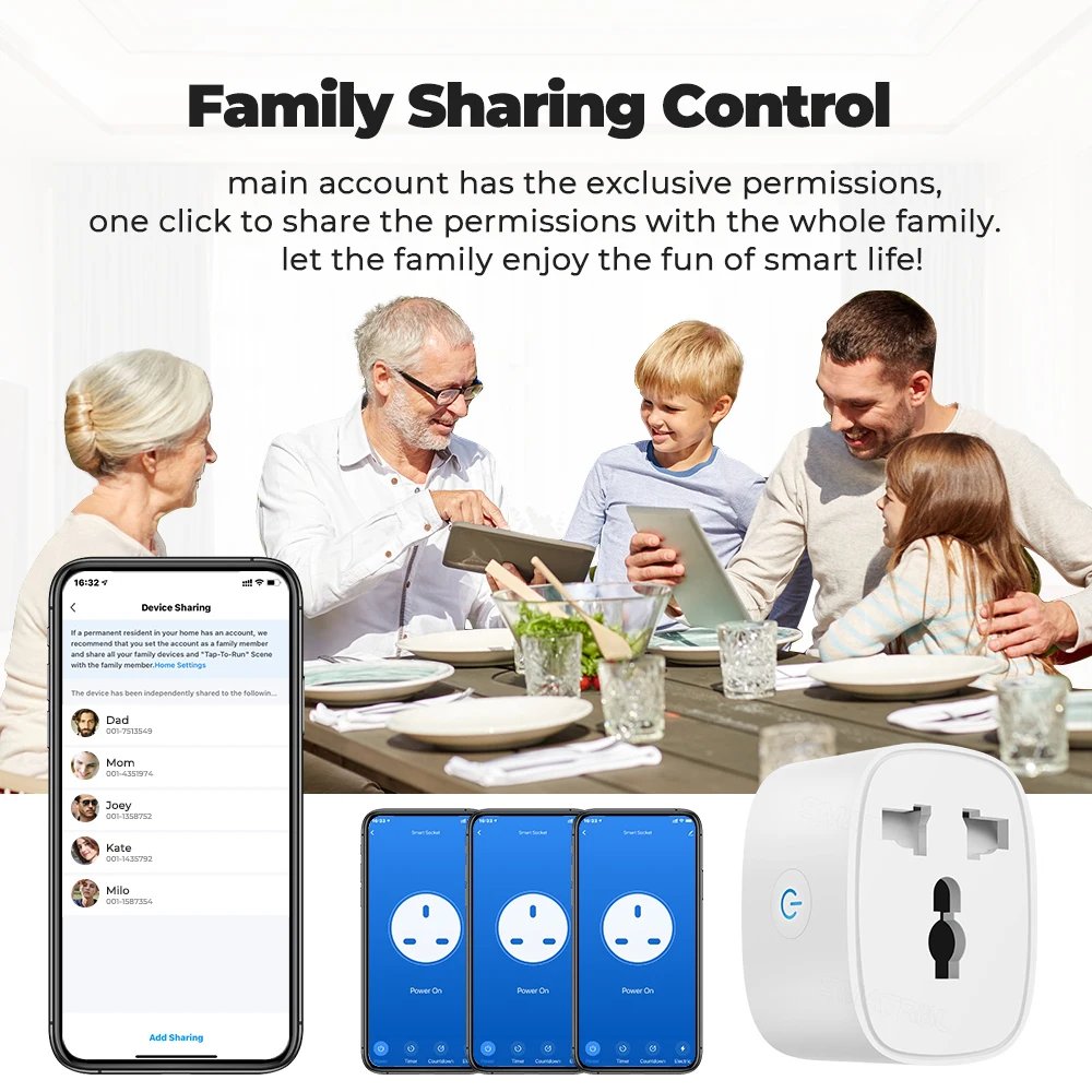 Tuya Smart Home Plug Socket WIFI UK EU US Universal 16A Travel Adapter Conversion Socket Power Monitoring