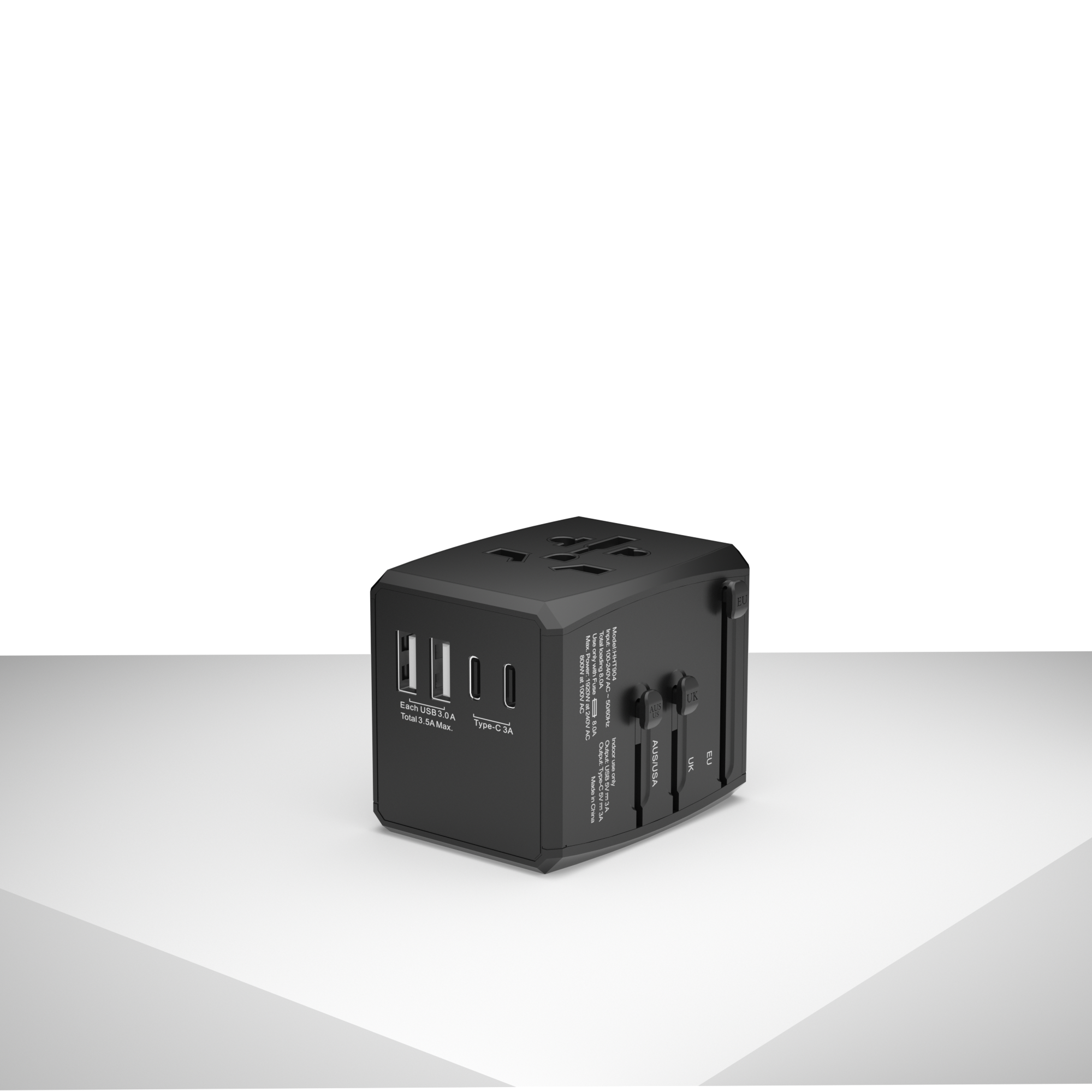 2024 Best selling Fast charging Plug by HHT-904 all in one International Plug Adapter with 2 USB QC and 2 PD Type-C