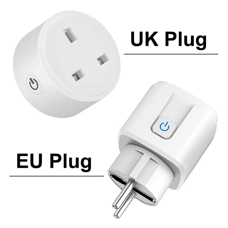 Tuya Smart or Smart Life APP Compatible Alexa Google Home 16A EU UK US Smart WiFi Power Plug with Power Monitor WiFi Smart Plug