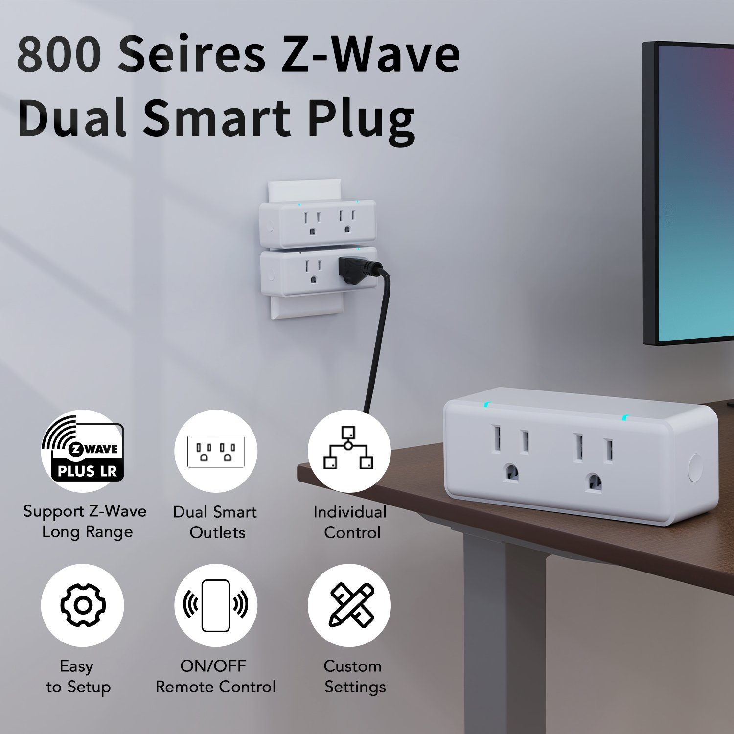 Z-Wave Smart Plug Dual On Off Zwave Smart Outlet SocketVietnam factory US Indoor Plug 2 AC ETL FCC Smartthings Smart Home Hub