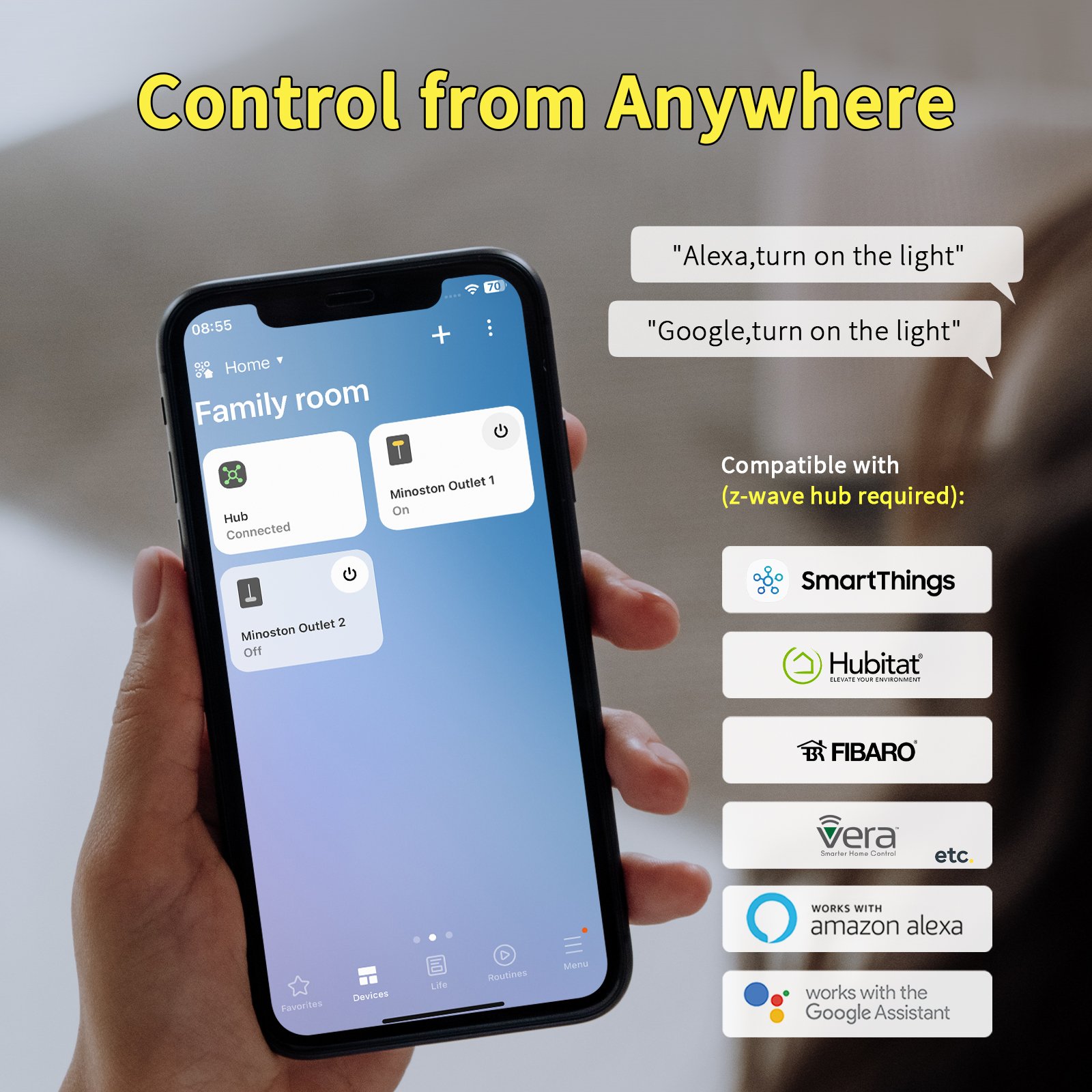 Z-Wave Smart Plug Dual On Off Zwave Smart Outlet SocketVietnam factory US Indoor Plug 2 AC ETL FCC Smartthings Smart Home Hub