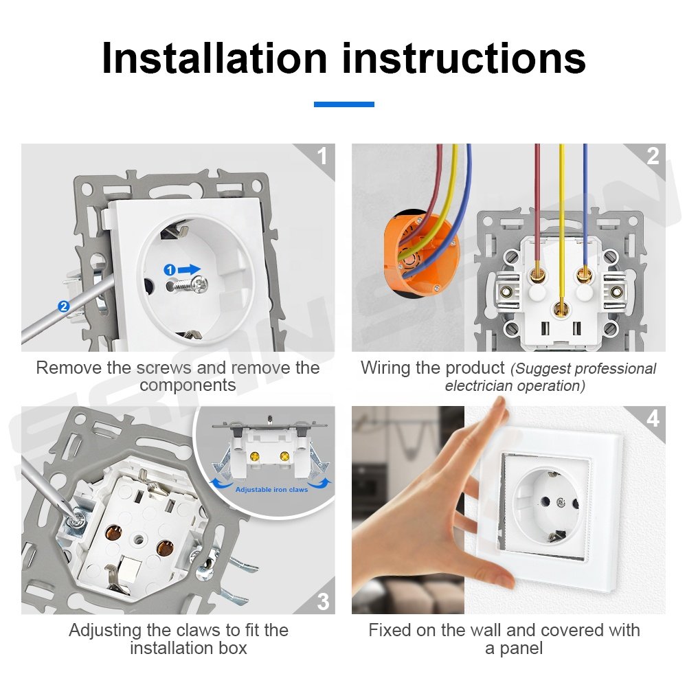 Europe 230 220v plugs home wall power electric switch aluminium metal brushed schuko socket eu