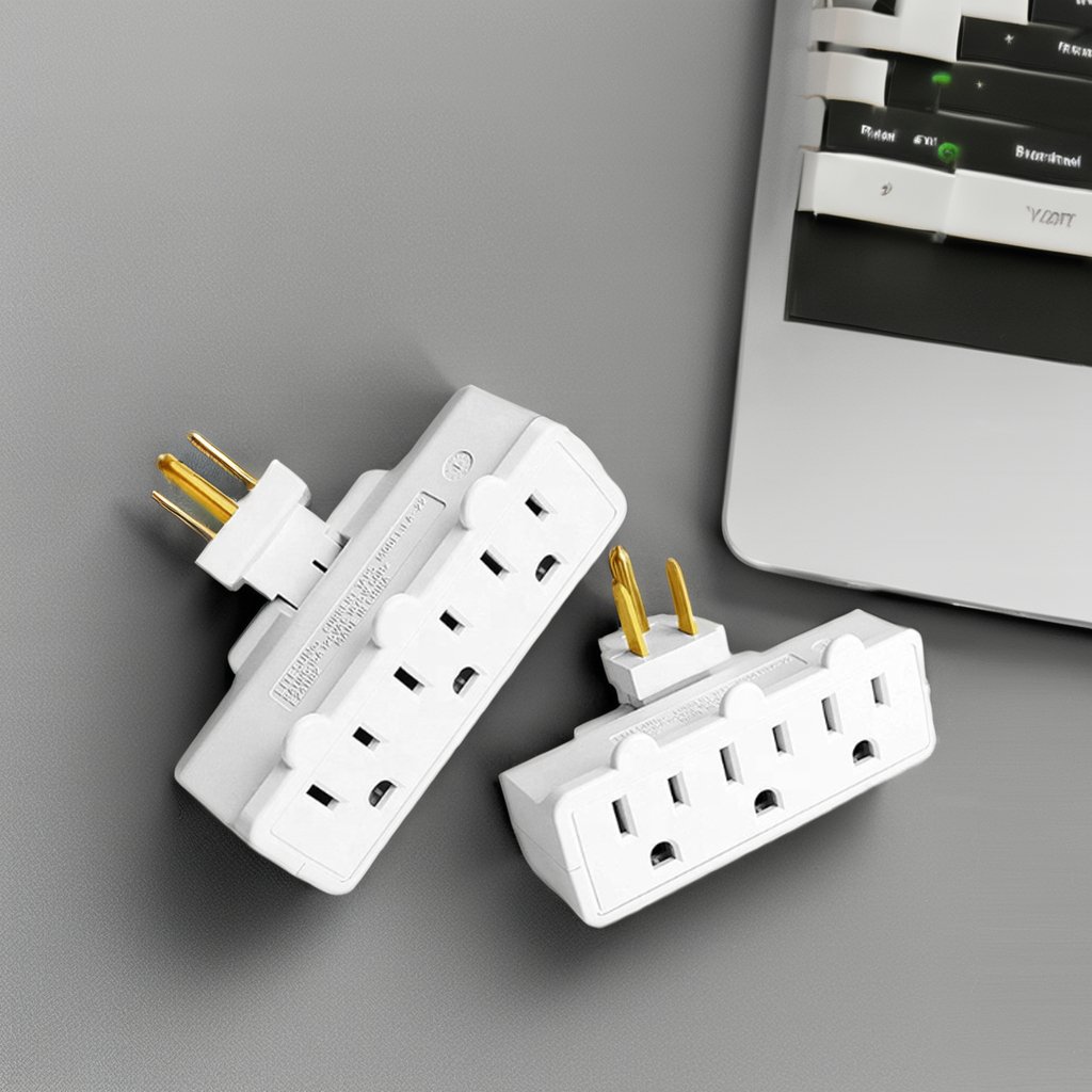 3 Outlet Swivel Wall Adapter Grounded 180 Degree Electrical Plug Adapter 3 Prong Outlet Tap