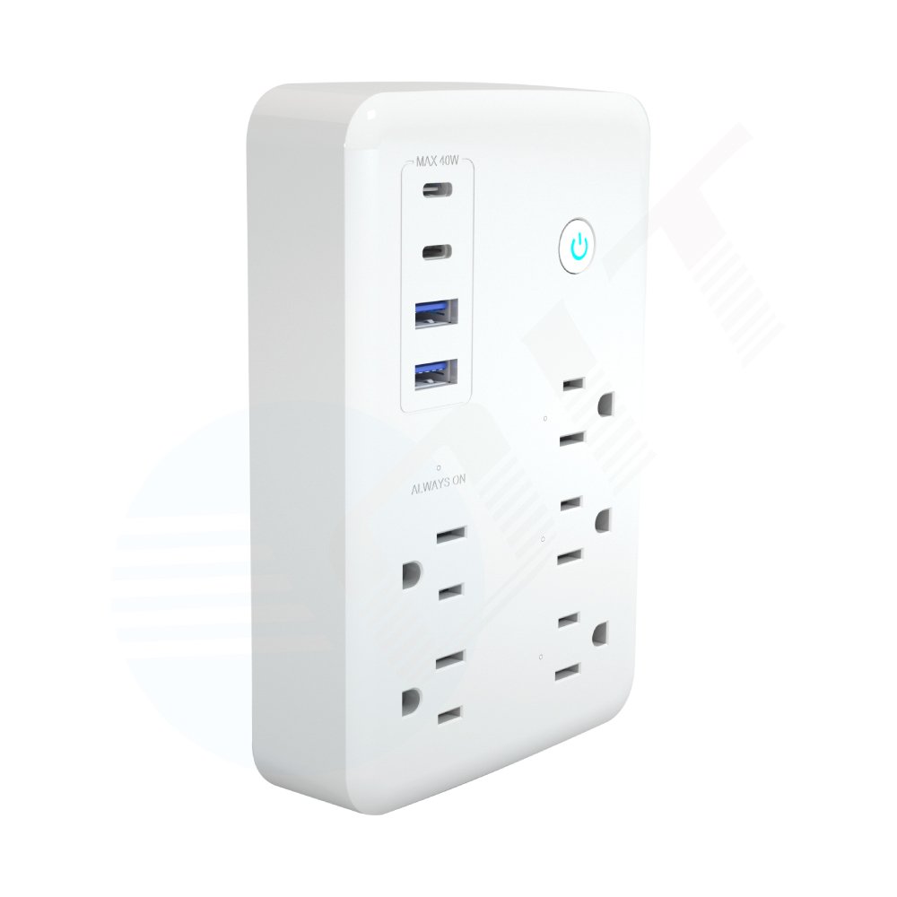 Smart WiFi Socket NEMA 5-15R 5 AC Outlets US Plug 2 USB-A 2 USB-C Universal Retractable USB Wifi Smart Power Strip