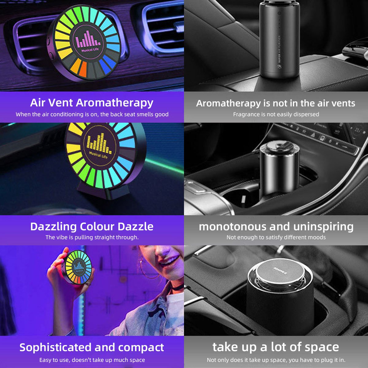 Car Music Rhythm Lamp RGB LED Strip Sound Control Voice Rhythm Atmosphere Light Plug-in style Fixation Clamp