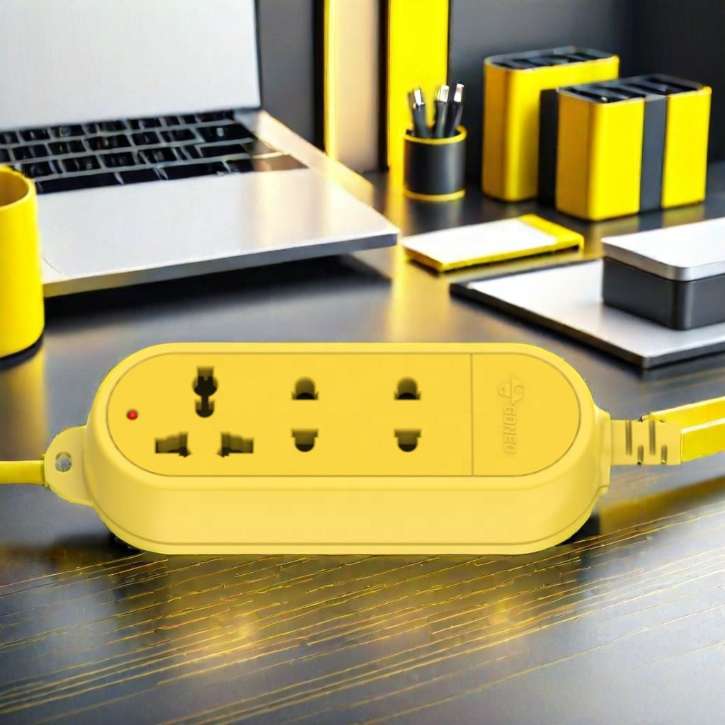 GONEO High Quality Customizable PVC Power Strip Factory-Produced International Universal Wireless Socket UK Socket Yellow Plugs