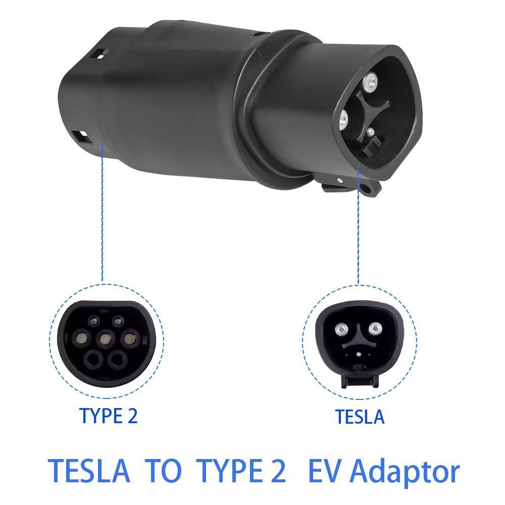 EVSE EV Adaptor 32A Tesla To Type 2 IEC 62196 Plug EV Adapter, Electric Cars Vehicle Charger Charging Connector