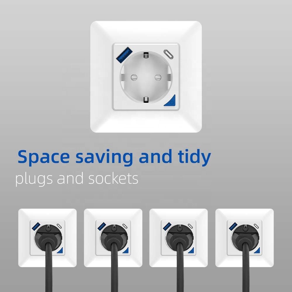 WiFi Smart Wall Socket with USB Connection and USB C,PD20W,Flush-Mounted Socket,Alexa Socket,Google Home,Remote Control Socket