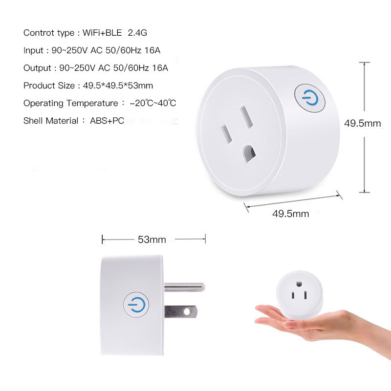 16A Mini Us Tuya Wifi Smart Electrical Plug Work With App Remote Control Voice Control Intelligent Housing Devices