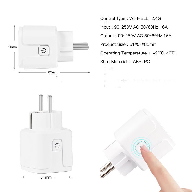 16A Mini Us Tuya Wifi Smart Electrical Plug Work With App Remote Control Voice Control Intelligent Housing Devices