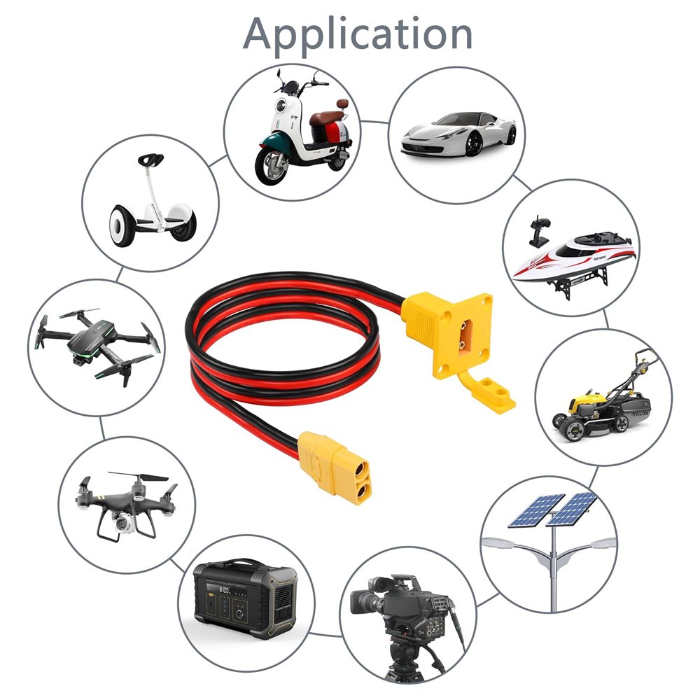 JYX customizable 1ft 10AWG PVC Panel Cable with XT90 Male Plug Male Female Mount Wiring Harness for RC Lipo Battery FPV Drone