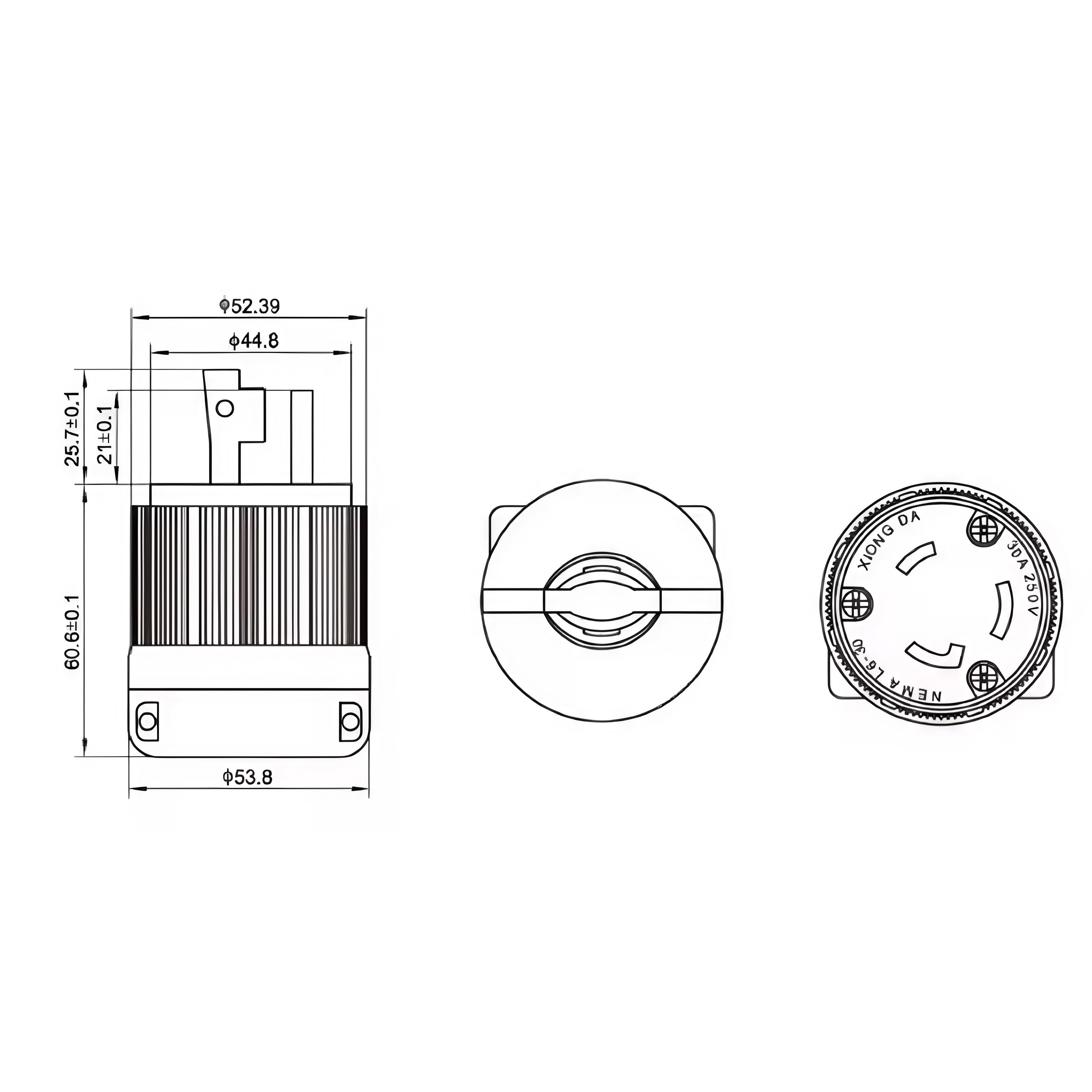 3 Pin 30A Generator Plug Twist Lock 125/250V NEMA L6-30P Replacement Male Plug for RV
