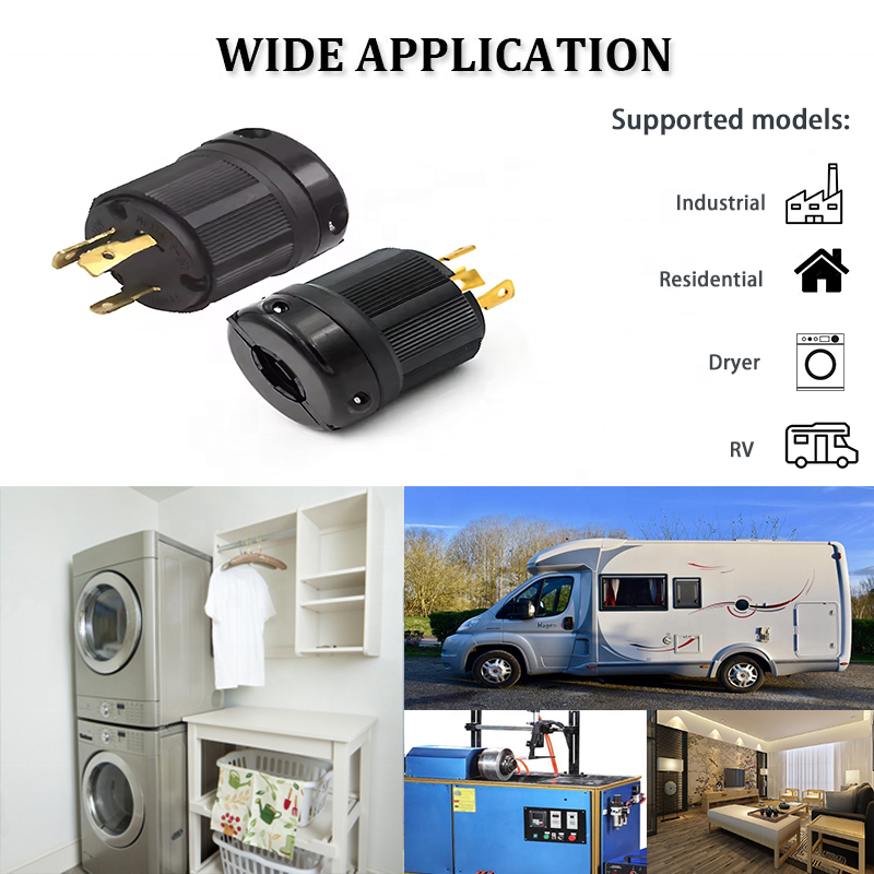 3 Pin 30A Generator Plug Twist Lock 125/250V NEMA L6-30P Replacement Male Plug for RV