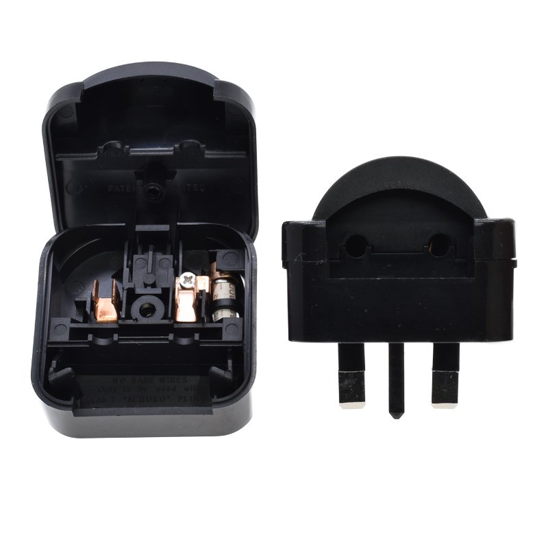 EU to UK plug adapter 13A250V built-in fuse Euro European round 2 prong 4.0mm to type-G British Malaysia travel adapter 5731