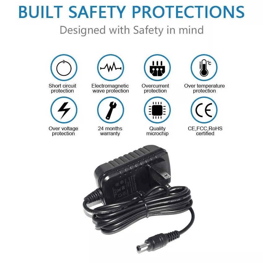 60W 12V/5A AC/DC Wall Outlet Power Supply 12V DC Wall-Mounted AC Adapter 12 Volt 5 Amp 60 Watt DC Wall Plug Adapter