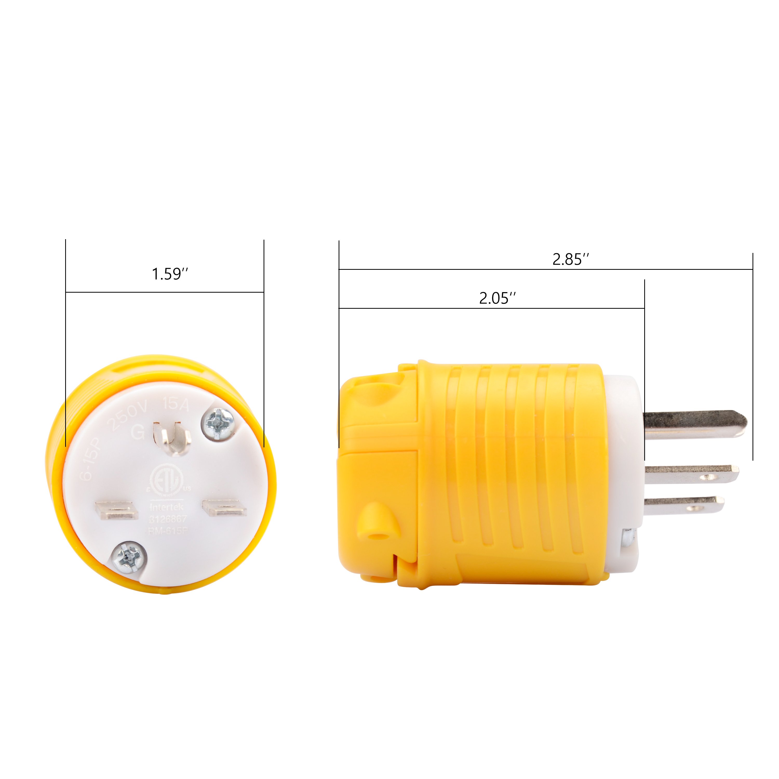 NEMA 6-15P Extension Cord Male Plug Replacement, 15 Amp 250 Volt Extension Cord Ends Male Plug, ETL Approved Replacement Plug