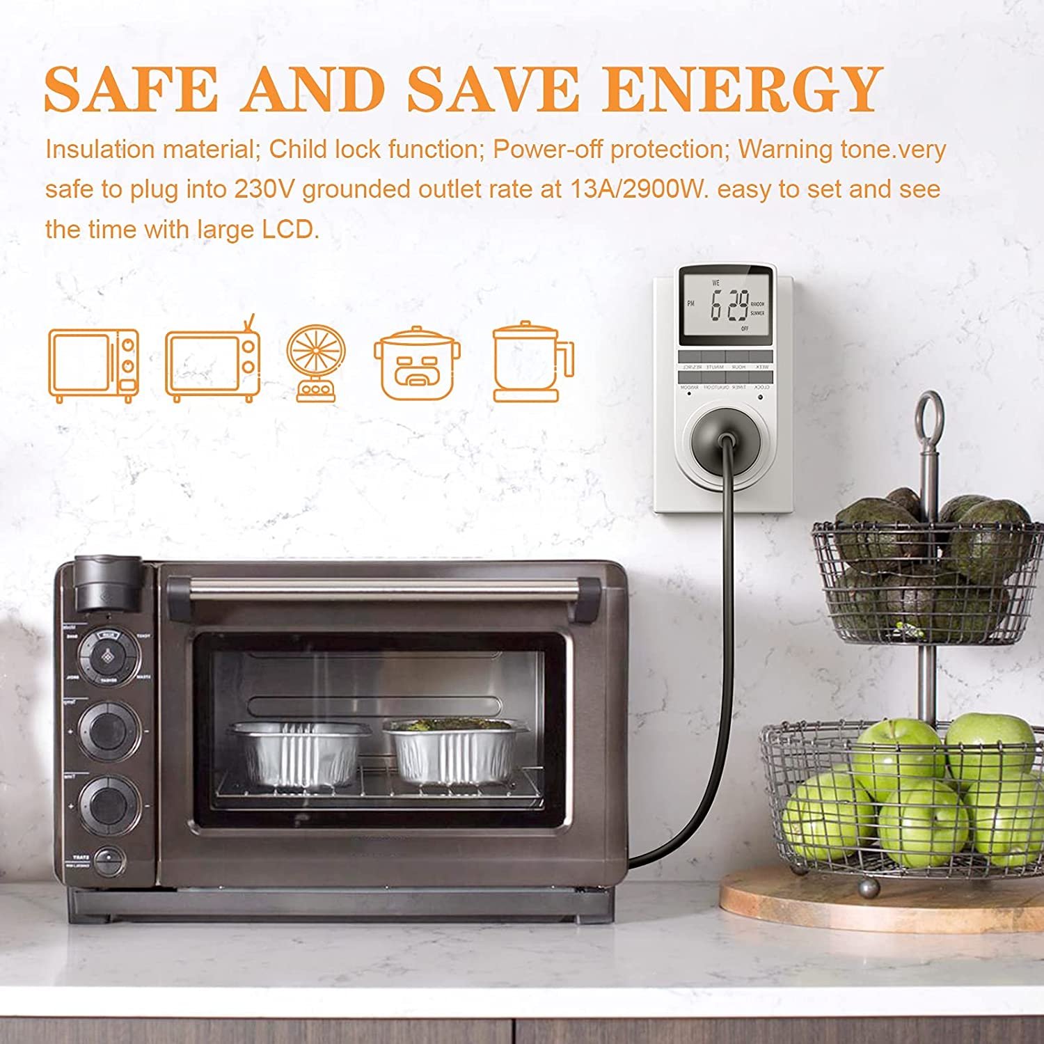 Digital Security Timer Plug Socket Programmable Switch Timer with LCD Display Indoor Programs Plug Timer for Home Appliances
