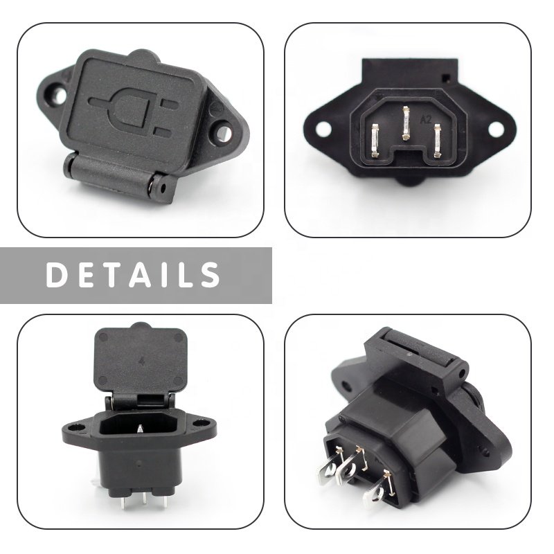 15A IEC 320 C14 Panel Mount AC plug 3 PIN screw inlet electrical Bike Charging Socket power socket CE approval