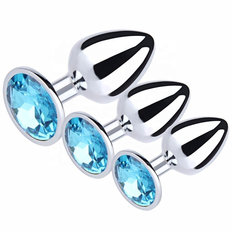 S Middle Large Smooth Crystal Jewelry Metal Butt Plug Anal Plug Sexy Toys for Men Women Couple