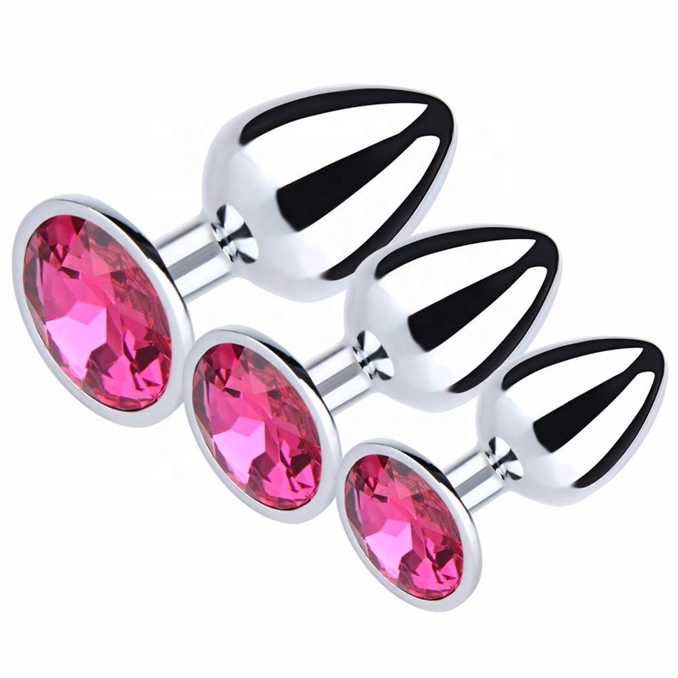 S Middle Large Smooth Crystal Jewelry Metal Butt Plug Anal Plug Sexy Toys for Men Women Couple