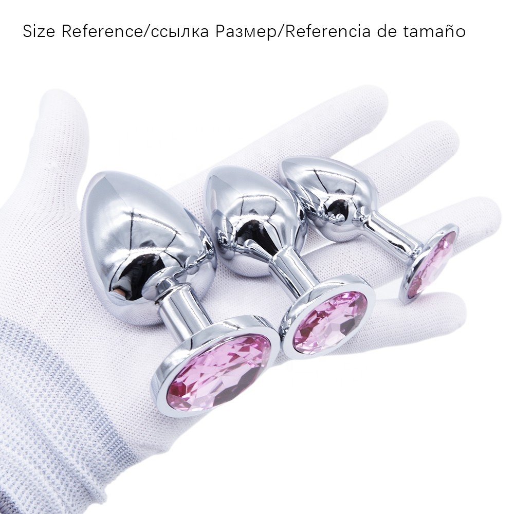 S Middle Large Smooth Crystal Jewelry Metal Butt Plug Anal Plug Sexy Toys for Men Women Couple