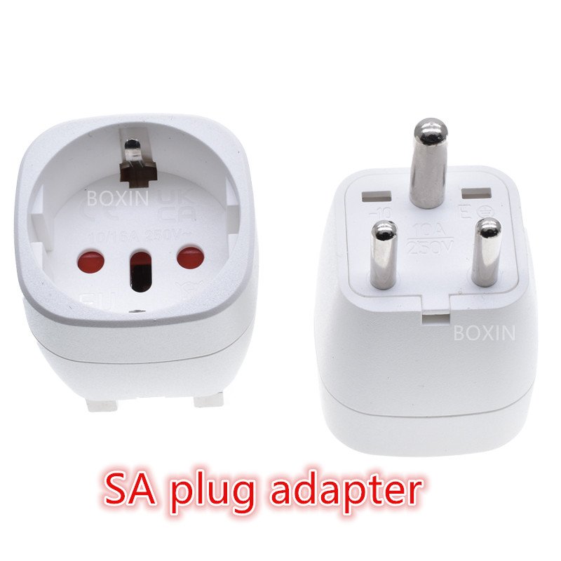 EU to SA travel plug adapter South Africa with round 3 pin plug can be plugged into European Italian and Swiss Power sock