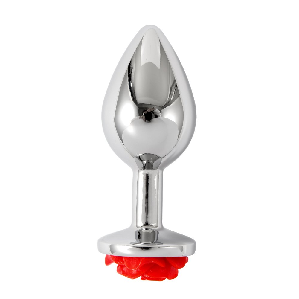 SM Fetish For Couple Stainless Steel Metal Silicone Rose Flower Anal Plug Stimulator Anal Prostate Massager