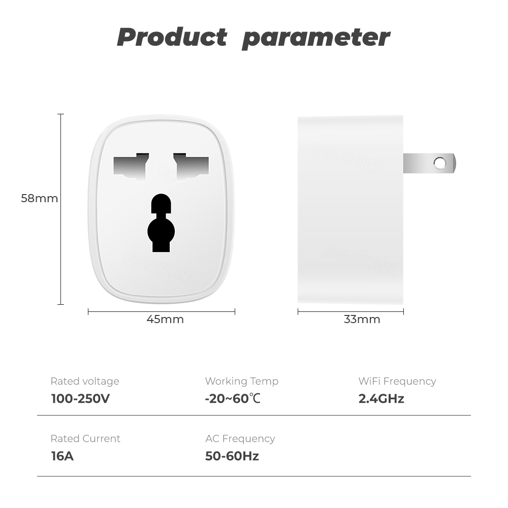 New Design Tuya Smart Universal Plug 16A Wifi Dual Mode Universal Travel Adapter Alexa Remote Control Wall Sockets for Homekit