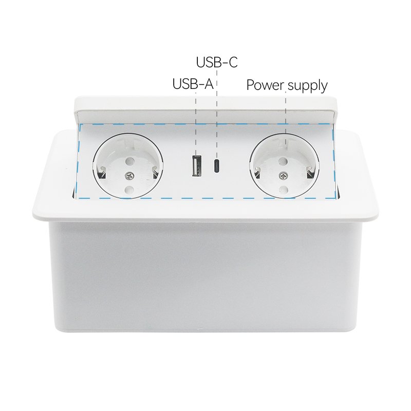 Manufacturer Supplier With 16A Wireless Charging Switch Socket Study Desk Hidden Plug Socket Dressing Table Recessed USB Socket