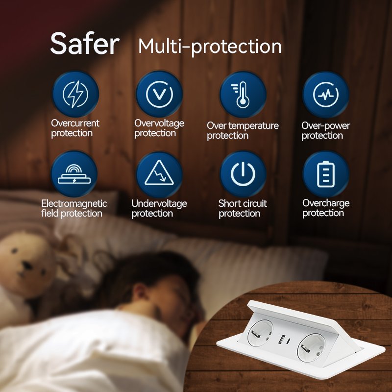 Manufacturer Supplier With 16A Wireless Charging Switch Socket Study Desk Hidden Plug Socket Dressing Table Recessed USB Socket