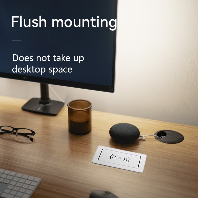 Manufacturer Supplier With 16A Wireless Charging Switch Socket Study Desk Hidden Plug Socket Dressing Table Recessed USB Socket