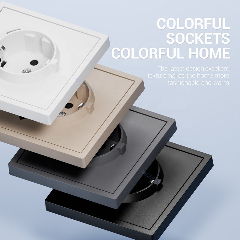 Euro Standard Black PC Panel Electric Plug Outlet Socket With USB Type A And Type C Port Germany USB Charge Socket