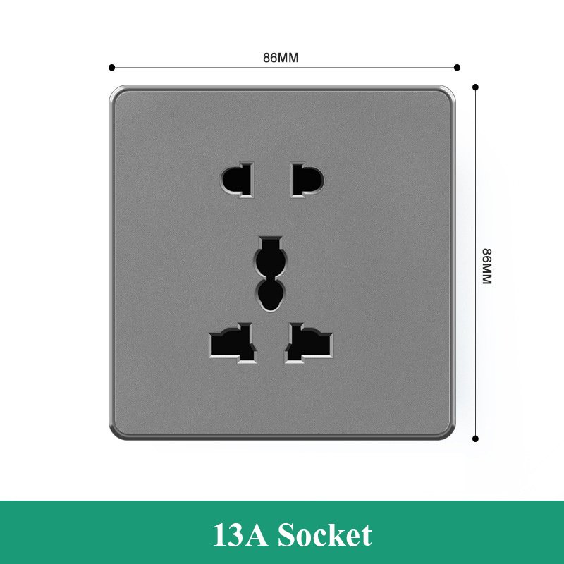 86 British Standard Socket Three Hole Double Usb Power Panel British 13A Multifunctional Black Electrical Plugs Sockets