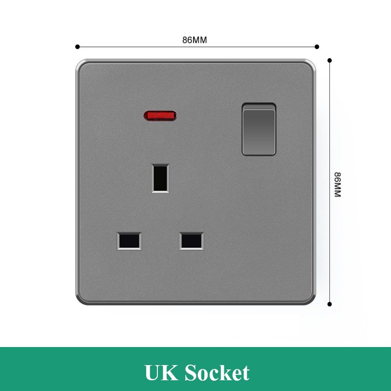 86 British Standard Socket Three Hole Double Usb Power Panel British 13A Multifunctional Black Electrical Plugs Sockets