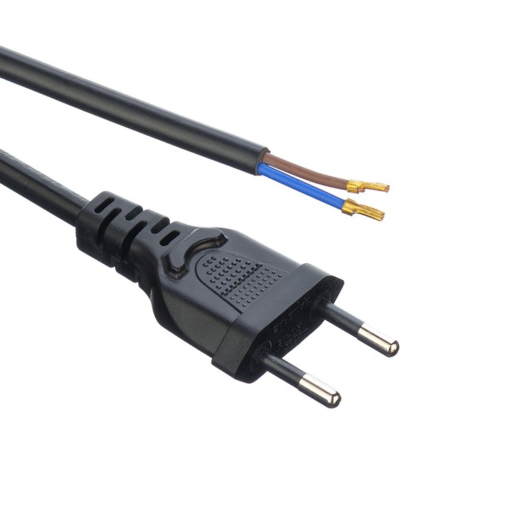 Top Quality Brazil 2.5A 2 Round Pin Plug Power Cords Black Kettle Plug with Open Ended Power Cord For Household appliances