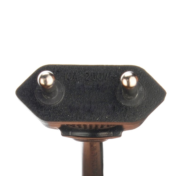 Top Quality Brazil 2.5A 2 Round Pin Plug Power Cords Black Kettle Plug with Open Ended Power Cord For Household appliances
