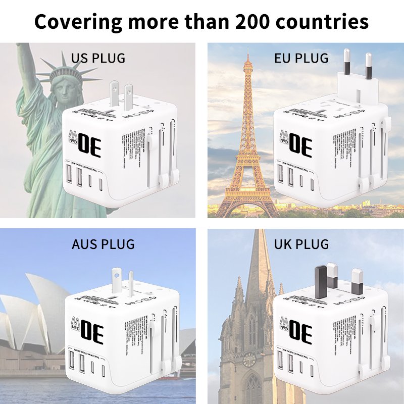 2.4A Charger Universal International Plug With 1 USB 1 TYPE C Ports For power Travel socket Adapter