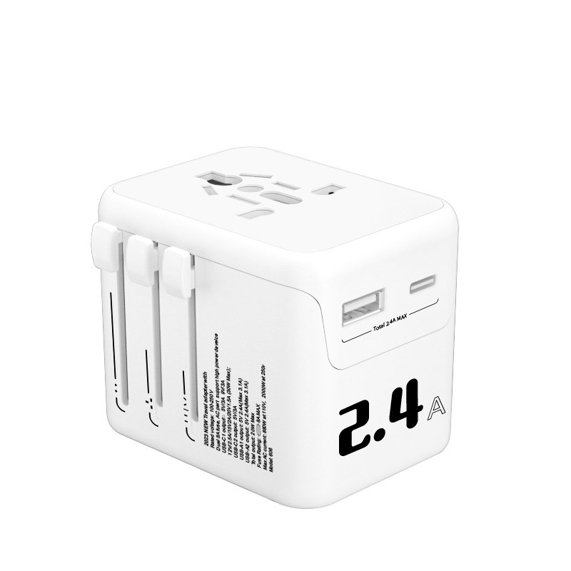 2.4A Charger Universal International Plug With 1 USB 1 TYPE C Ports For power Travel socket Adapter
