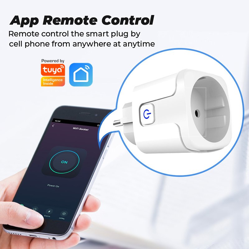 RSH EU 16A Smart Single Socket Wireless Remote Alexa Google Tuya WiFi Outlet Smart Plug with Energy Monitoring Timer Function