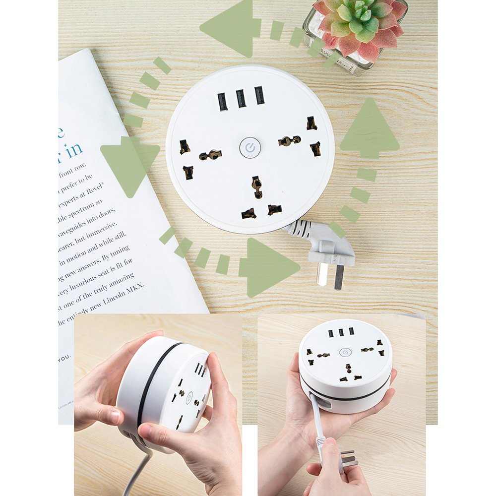 European Standard Storage Disc Socket 3 USB Port 2500W Quick Charge QC 3.0 Charger Outlets Power Adapter For Phone Computer TV