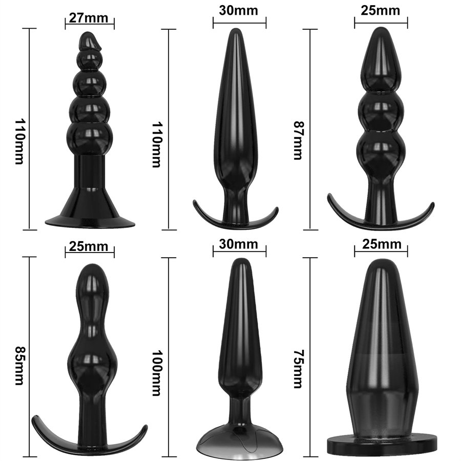 Silicone 6 Pieces Anal Butt Plug Stimulator Sex Toys Male Women Anal Plug Set