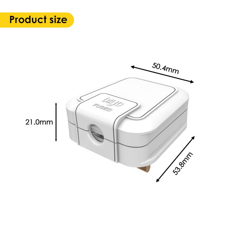 Biyo 3 Flat UK Standard Plug Home Use White Waterproof UK Electrical Plug 13A With Fuse