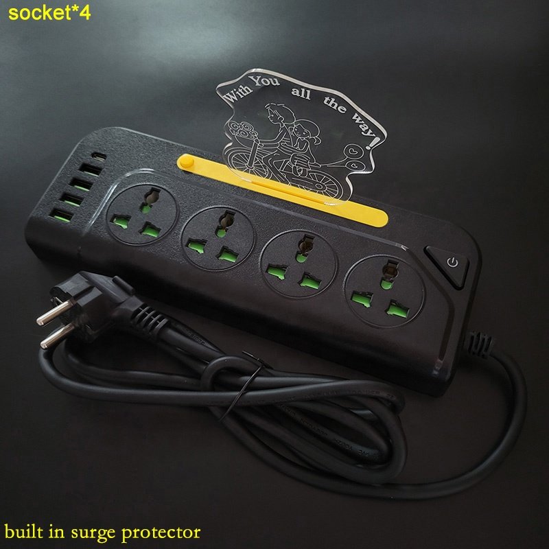 2m 16A EU plug master switches Pop acrylic night light Universal electric sockets Power strips with USB Ports