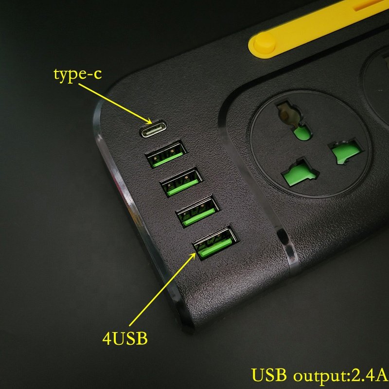 2m 16A EU plug master switches Pop acrylic night light Universal electric sockets Power strips with USB Ports