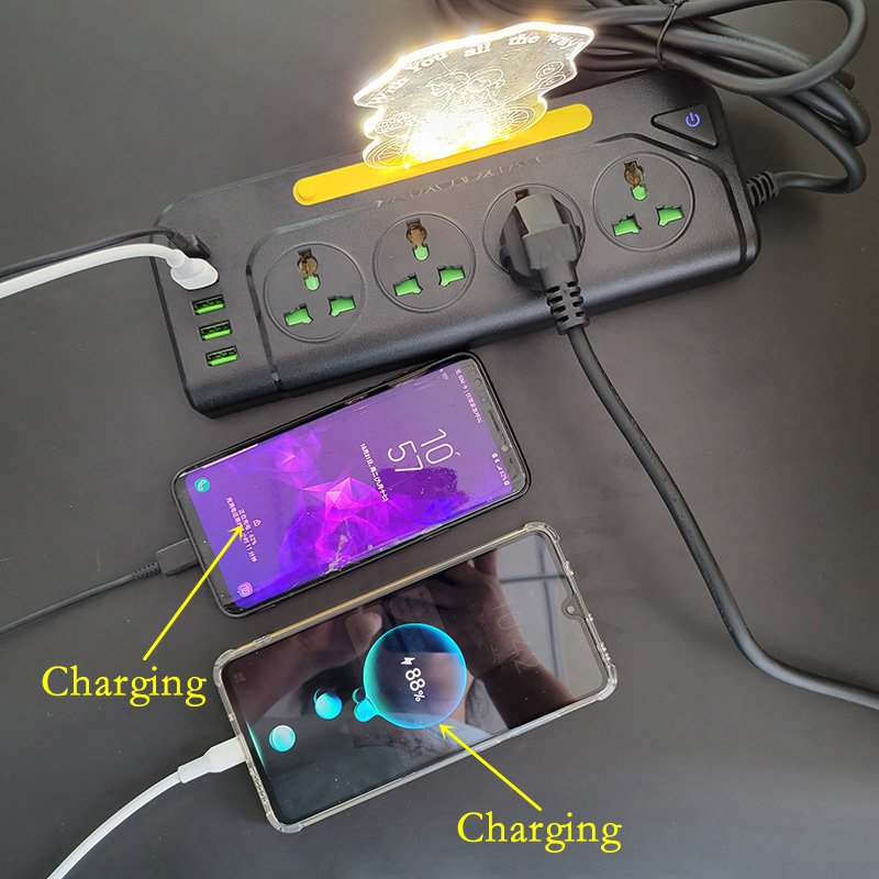 2m 16A EU plug master switches Pop acrylic night light Universal electric sockets Power strips with USB Ports