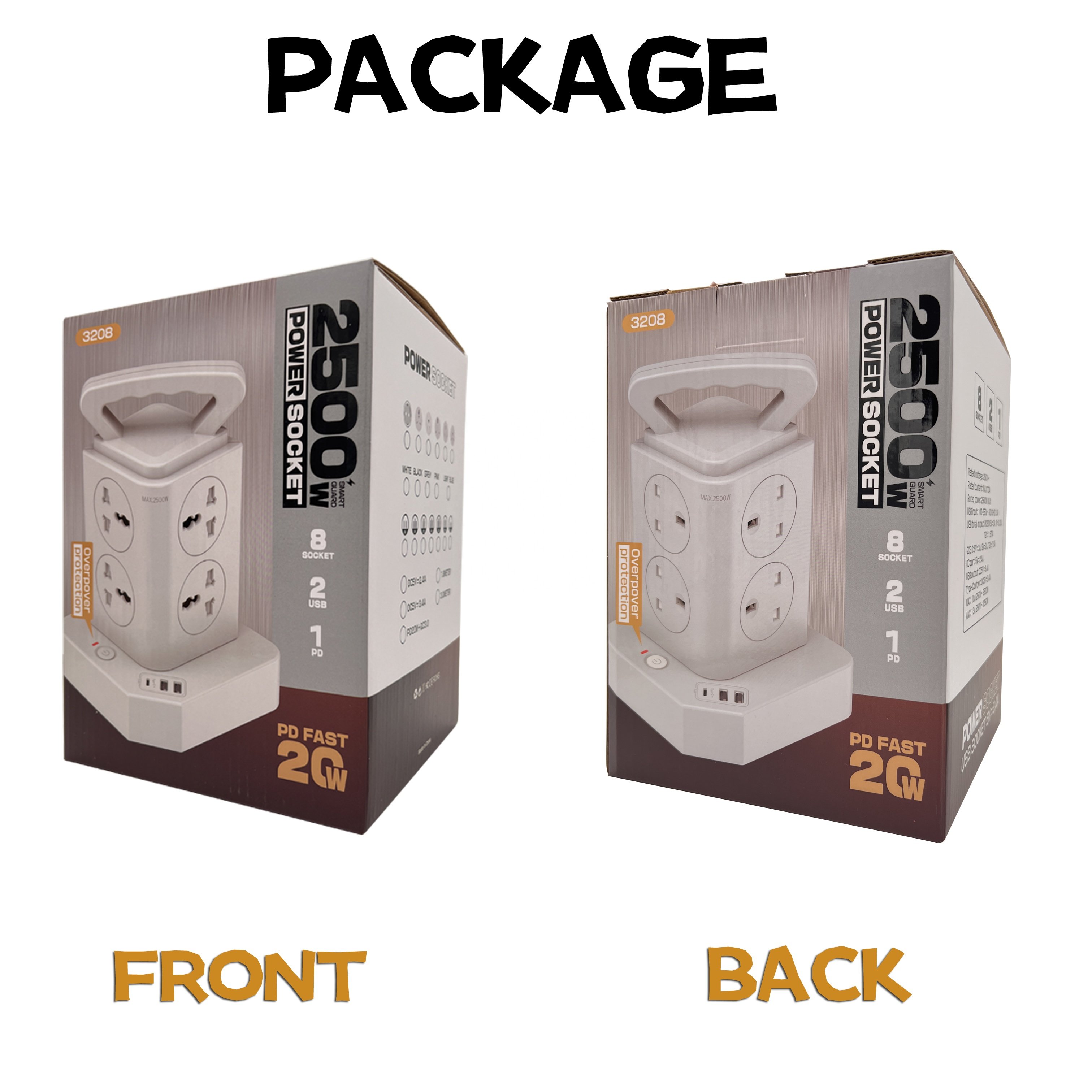 Custom logo Thailand power socket with PD20W Type-C port and USB port outlet extension cord Electrical Plug Thailand socket