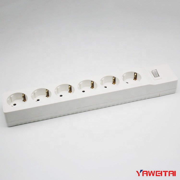 Europe Power Strip 6 hole ac power strip socket With Switch 6 Gang Extension Socket Residential 3 Pin Plug Pc Power Strips