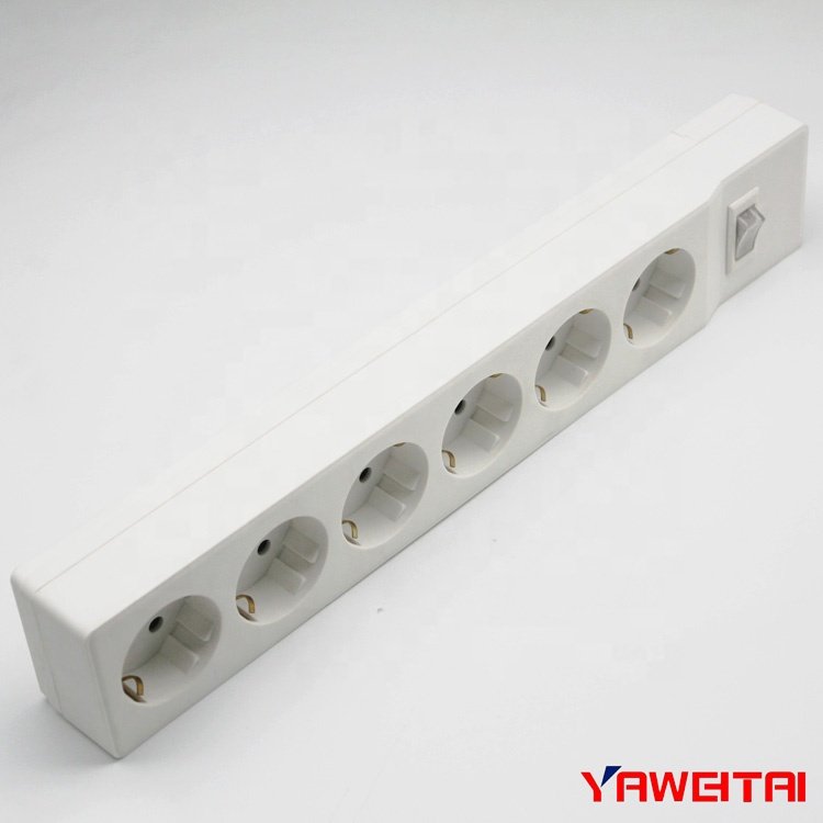 Europe Power Strip 6 hole ac power strip socket With Switch 6 Gang Extension Socket Residential 3 Pin Plug Pc Power Strips