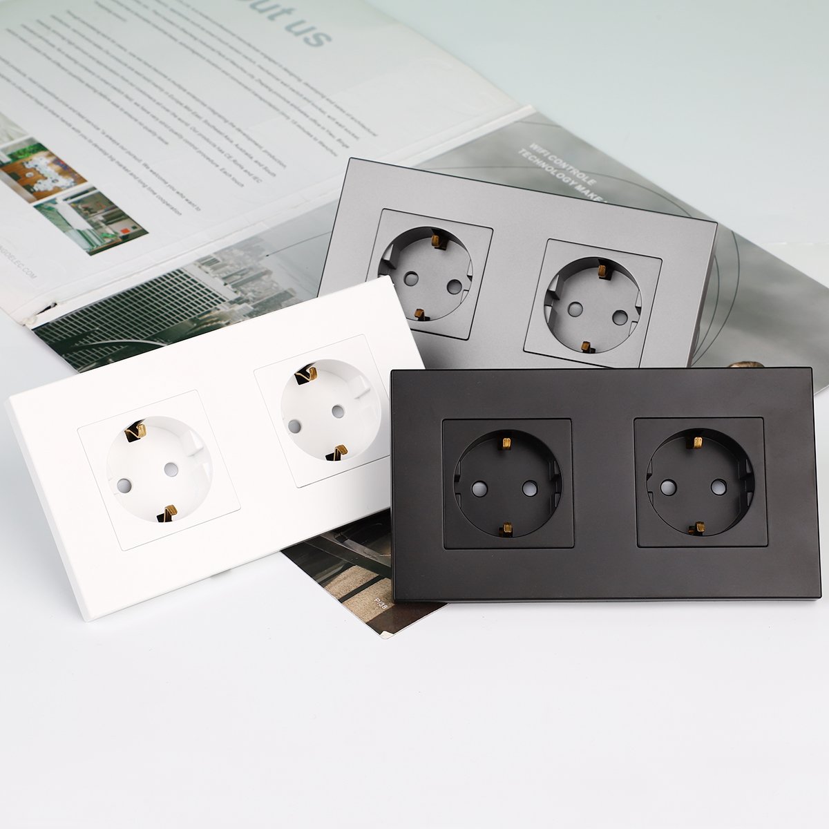 Wholesale Custom Bingoelec Power Plug Wall Electrical Plastic Panel Eu Standard Double Germany Socket